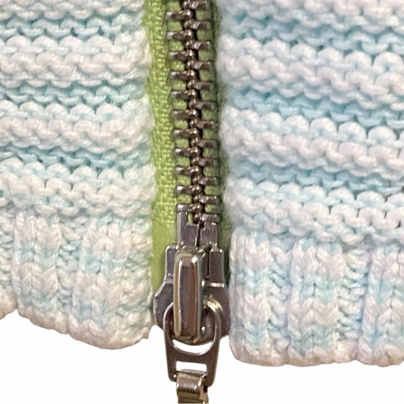 Talbots Woman Striped Textured Cotton Cardigan Contrast Zipper  Blue White (1X) - Picture 5 of 7